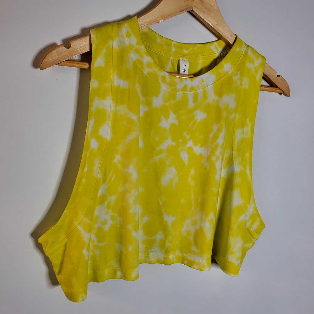 Lululemon All Yours Bright Neon Green/yellow cropped athletic top Size 10 - Picture 10 of 10
